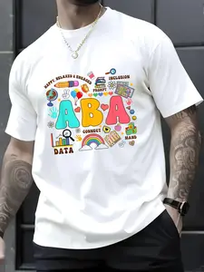 100% Cotton Unisex ABA Behavior Analyst SPED Teacher Awareness Inclusion T-Shirt, Men's Women's Shirt Top, Short Sleeve Tops Crewneck Tshirt