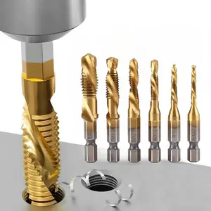 New Titanium Drill Bit Set, M3 M4 M5 M6 M8 M10 Threaded Drill Bit Set, Drill Bit Set for Woodworking, Metalworking, Power Tools Accessories, Heavy Duty