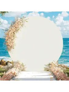 【Christmas Gift】White - 6ft (1.8m diameter circle) Arch Backdrop Cover, 6ft/6.5ft/7.2ft Round Arch Stand With Bottom Zipper, Wrinkle Resistant Smooth Touch Background Set For Birthday, Wedding, Reception Champagne 6ft (1.8m Diameter Circle) Banners