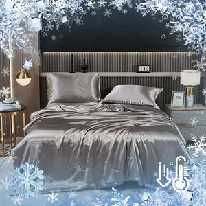 Solid Color Satin Cooling Quilt, Lightweight Breathable Comfortable Bedding, Soft Bedding for Hot Sleepers and Night Sweaters