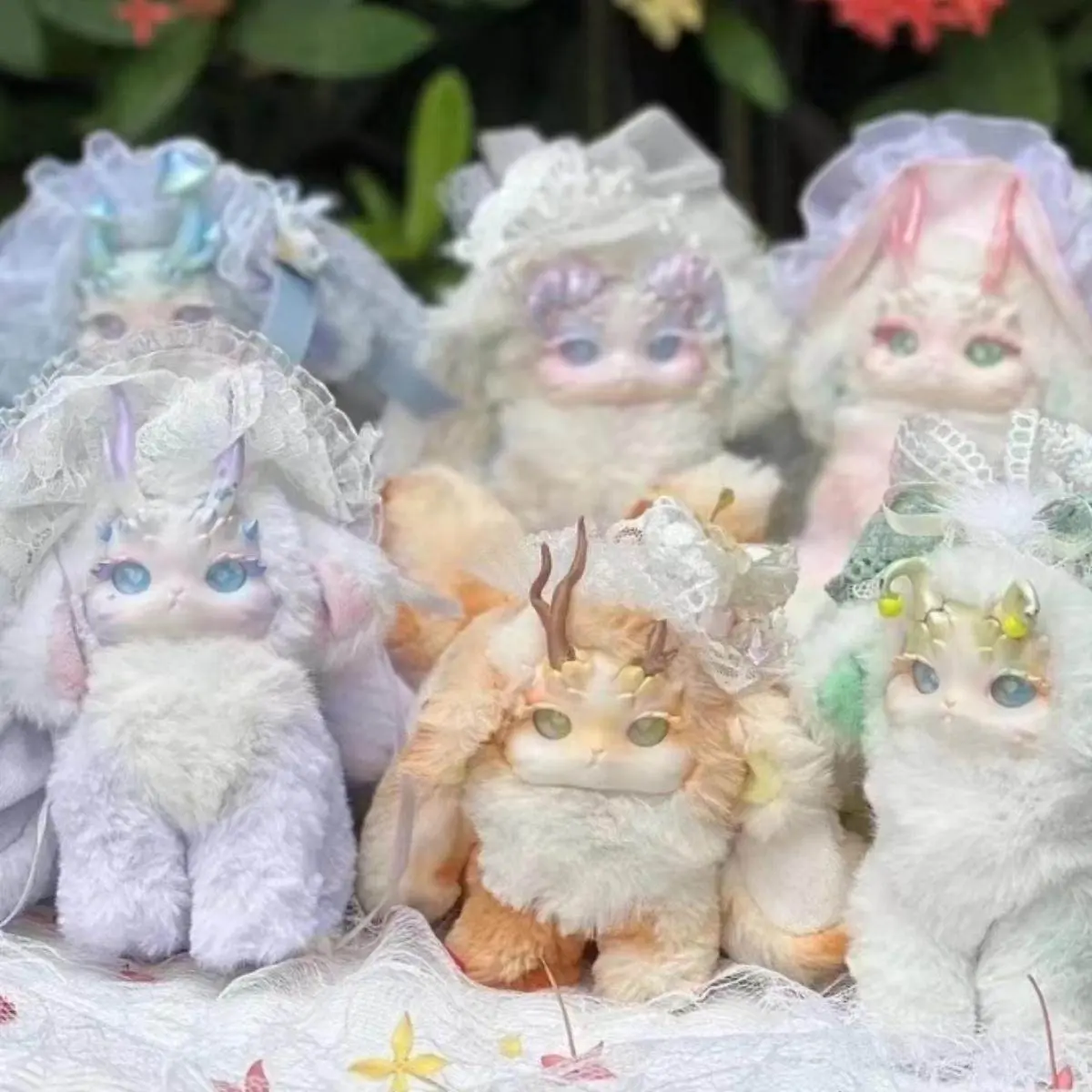 Tutulong Fantasy Forest Creature Tea Party Series Plush Blind Box Set, Blind Pack, Includes 6 Regular Figures + 1 Hidden Figure, Collectible Toy Gift, Sealed Hobby Box