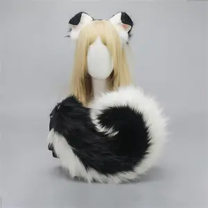 12 Styles 2Pcs/set Furry Anime Dog Ear Headband Tail Cartoon Comic-Con Cosplay Costume Accessories Plush Animal Ears Tail