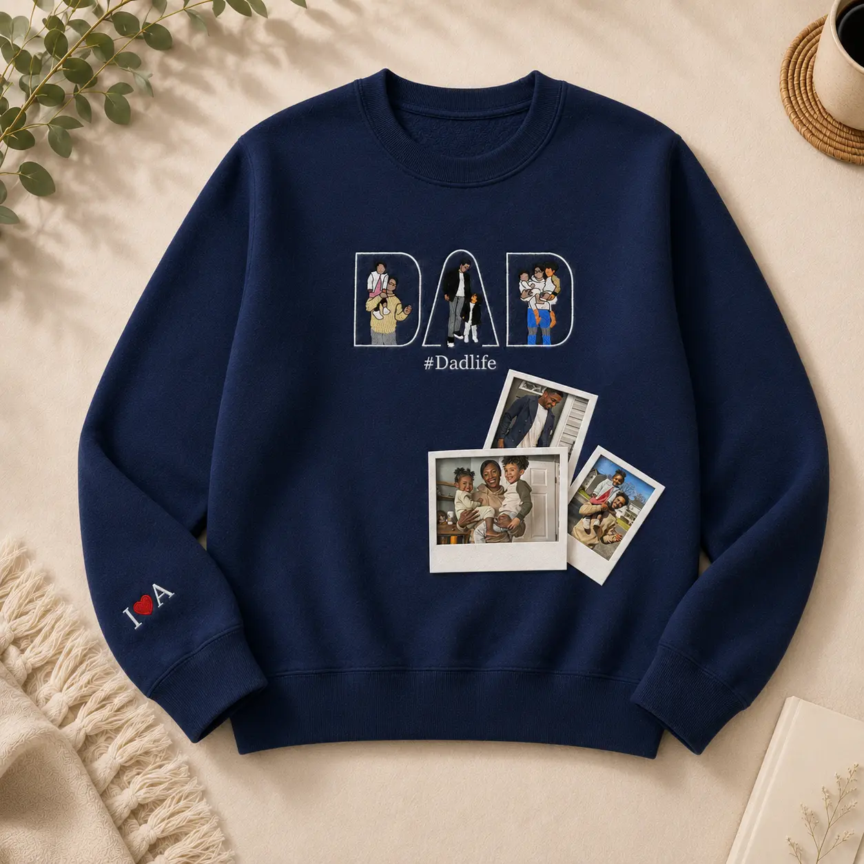 Embroidered Fathers Day Gift For New Fathers, Custom Embroidered Portrait Sweatshirt From Photo,  Family Reunion Sweatshirt, Dad Birthday Gift