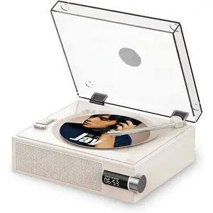 Portable  CD Player with Speakers for  2000mAh Rechargeable Small Retro Desktop  Player for  with Remote Control Support CD/AUX/USB Playback - Beige