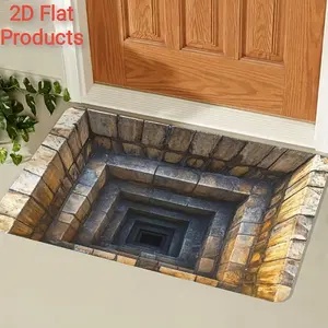 3D Flat Optical Illusion Doormat Non-slip Welcome Doormat for Indoor & Outdoor Use, Easy to Clean, Durable &, Machine Washable, Perfect for Front Door, Entryway, Bedroom, Laundry Room Area Door Mat Home Decoration