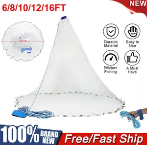 Outdoorcore Essential Fishing Cast Net 3-8FT Radius Strong Nylon Bait Trap Easy Hand Throw Perfect Circle Mesh Freshwater Saltwater Dad Gift
