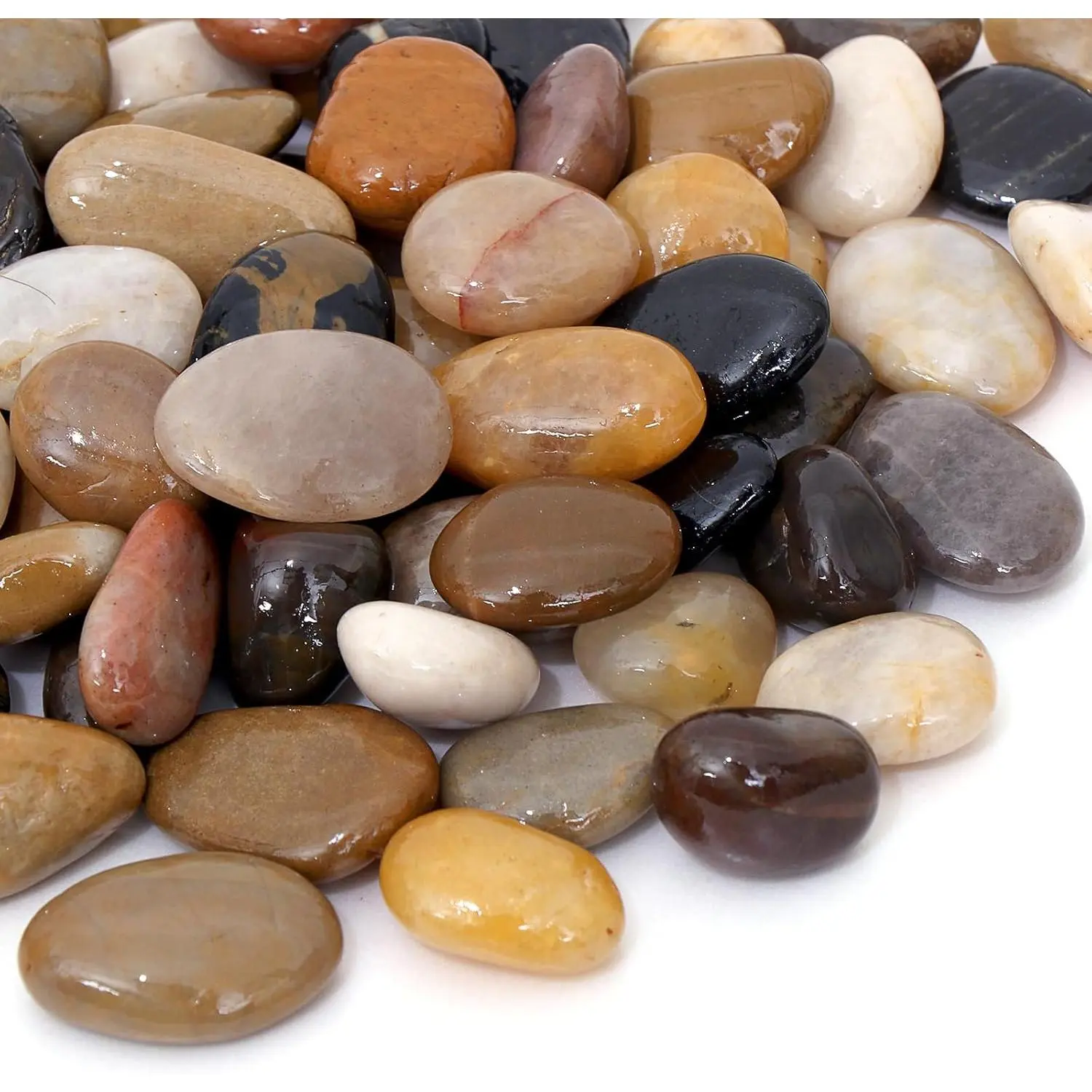 10LB River Rocks for , Decorative Polished Stones for Garden Landscaping, Planters, Indoor and Outdoor Decor, Mixed Color, 1-1 3/4 Inch