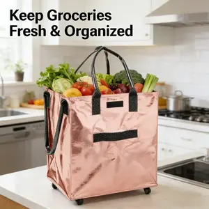 Large Ultraviolet Reusable Grocery Bag On Wheels Shopping Trolley Rolling Tote with Zipper Closure Lightweight Carries Up to 66 lb Folds Flat Unbreakable Handles Perfect for Travel bedroom vanity desk expandable lightweight suitcase