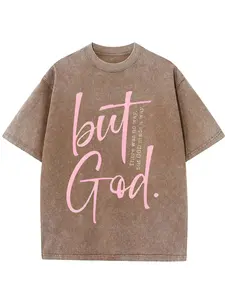 There is no other way for GREC, but God has created a path. Classic, retro, fashionable and casual novel, simple and multi-functional for all seasons. God will bless you with smooth sailing. GOD serrated letter pattern printed 230g washed cotton T-shirt.
