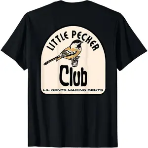 [100% Cotton] Retro Club - Inspired T - shirt: "Little Pecker Club" Graphic with Bird Design Golf Gift T-Shirt For Men and Women