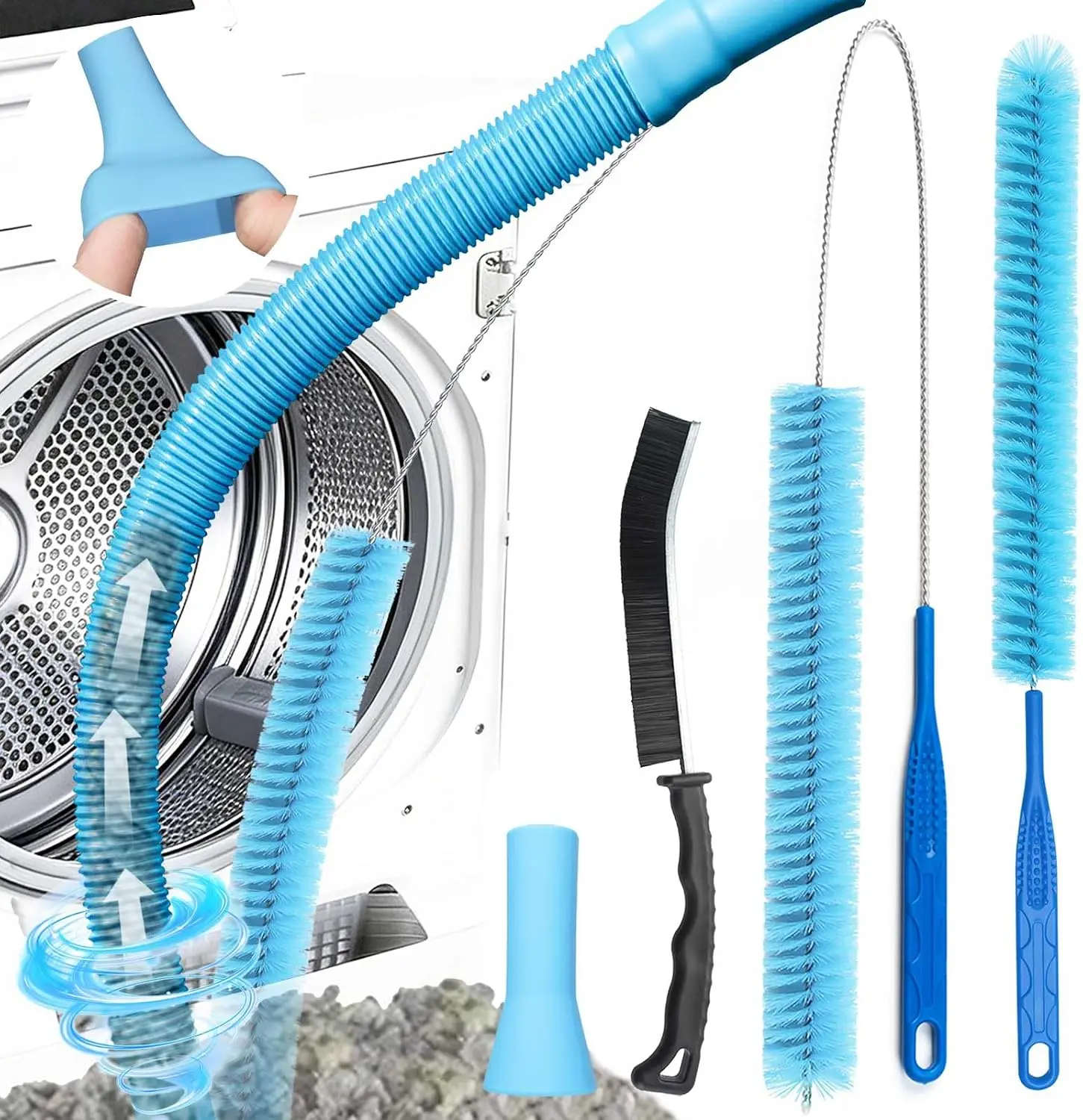 Pack of 5 Dryer Vent Cleaner Kit, Dryer Lint Vacuum Attachment,Flexible Hose & Brush Set for Dryer Vent Cleaning, Universal Shop Vac Accessories, Lint Trap Cleaner & Home Cleaning Tools