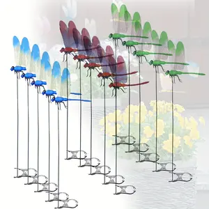 4/8/12 pieces of fake dragonfly clip, dragonfly clip insect repellent, 3D dragonfly garden decoration, deer and horsefly insect repellent, suitable for indoor and outdoor gardens, dragonfly hat clip mosquito bug repellent hack，Fishing