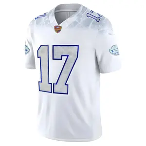 [Diamond Embroidered Jersey]Men's & Women's#17 Bills Football Jersey Short Sleeve Stitched Jersey, Diamond Embroidery Design, Sizes S-3XL, Team Jersey, White Embroidery Sportswear Casual Training Long Party Sleeved Pullover