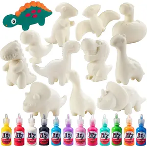 SCS Direct Jumbo Party Craft Kit Dino Squishies (12 Unique Dinosaurs with 12 Fabric Paints)-White Kawaii Scented Slow Rise Squishy Toys, Scented