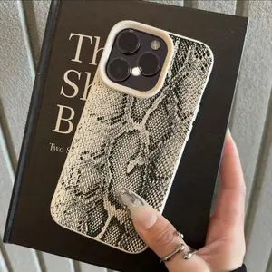 Snake Skin Pattern Phone Case for iPhone 11 to 17 Pro Max, Full Body Protection Tpu Shockproof Cover, Lightweight Anti-Slip Soft Durable Vintage Cellphone Case in Antique Accessories
