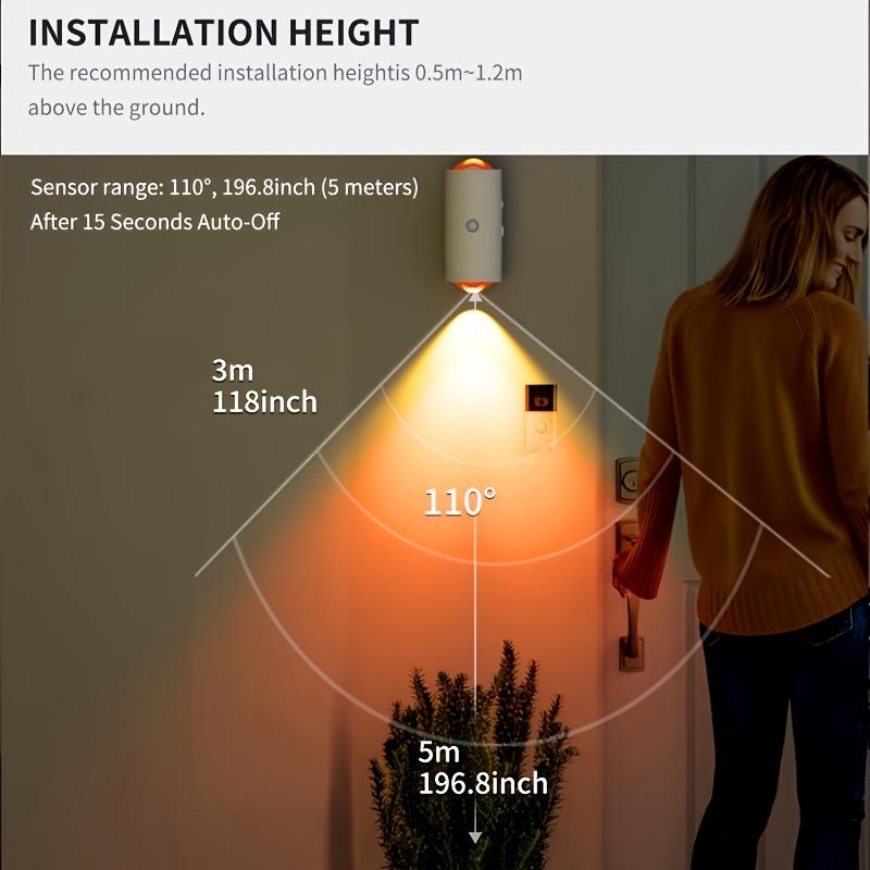 2Pcs Smart LED Night Light, USB Powered, 1500mAh Rechargeable Lithium Battery - 18650 Series, RGB Gradient Lighting, Motion Detection, Magnetic Wall Mount Design, Not Waterproof, Button Control, With USB Port, Suitable for Indoor Use, Entryway, Bedside Ta