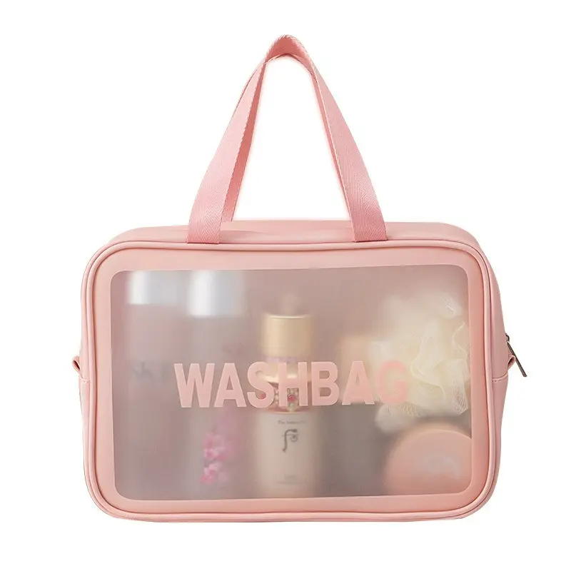 Thickened PVC 3-Piece Travel Toiletry Bag - Transparent Vanity Bag, Waterproof Zipper Makeup Organizer Pouch, Draining Neutral Print Luggage Accessory for Women tiktokshopbacktoschool,back to school,back to school haul