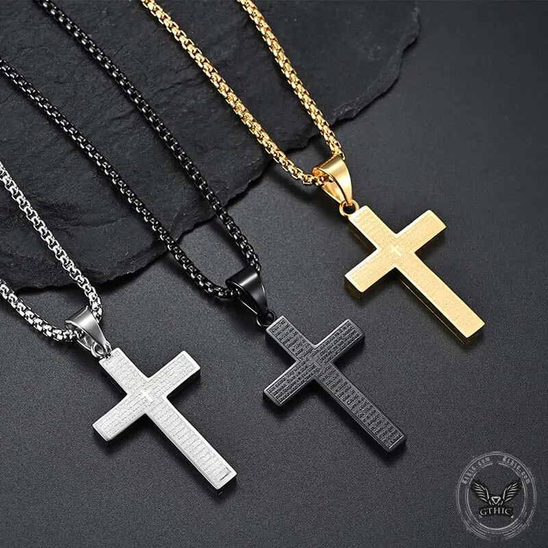 GTHIC Cross Prayer Stainless Steel Pendant Necklace, Men's Statement Jewelry for Daily Wear, Father's Day Gift, Cross Necklace, 28X45mm