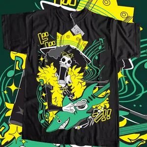 One Piecee Anime T-Shirt & Sweatshirt, Brook Rockstar Graphic Tee, Vintage Oversized Unisex Streetwear, Manga Gift for Men Women