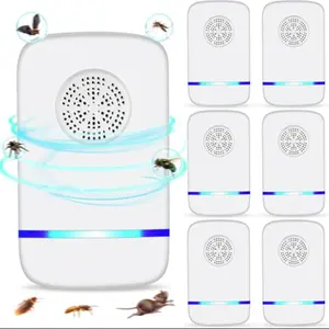 2025 Upgraded Ultrasonic & Insect Indoor Repeller 6/4 Pack, Mosquito Repellent, Electronic Pest Control with Smart Chip & Night Light, for Mice, Roaches, Spiders, Child & Pet Friendly Home Use