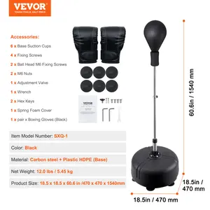 Father's Day Gift VEVOR Punching Bag, Reflex Boxing Bag for Teens & Adults, Height Adjustable Free Standing Strike Bag Set with Boxing Gloves & Stand, Speed Bag for Training, Boxing Equipment, Stress Relief & Fitness