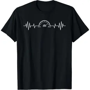 Pure Cotton Funny Car Speedometer Auto Mechanic Guys Heartbeat Gift T-Shirt Fabric Menswear