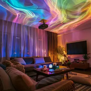 Aurora Water Ripple Sky Projection Lamp, USB Powered 16 Color LED Strip with Remote, Northern Light Ambient Ceiling Light, Indoor Decor, Led Atmosphere Lamp