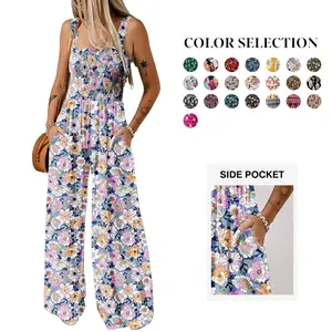 Dokotoo Women's Casual Loose Overalls Jumpsuits One Piece Sleeveless Printed Wide Leg Long Pant Rompers With Pockets Bohemian Womenswear Dokotoo Women's Casual Loose Overalls Jumpsuits One Piece Sleeveless Printed Wide Leg Long Pant Rompers With Pockets Bohemian Womenswear