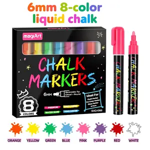 Liquid Chalk Markers for Blackboards Bold Color Dry Erase Pens 6mm Reversible Tip 8 Pack Washable Chalkboard Whiteboard Window Markers for Glass Signs