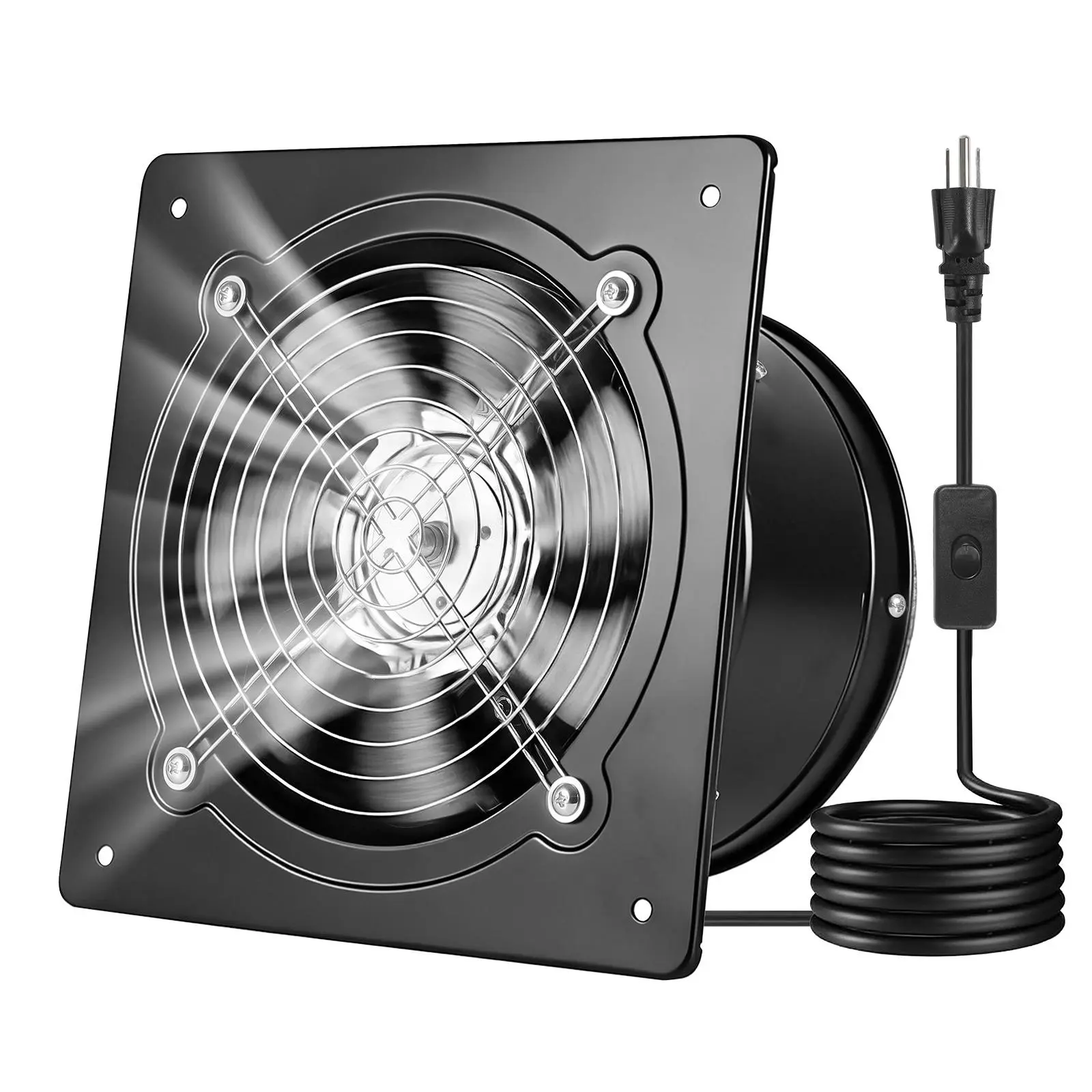 【SummerFinds】VEVOR 8-in Sturdy Steel Wall Mount Fan, 576 CFM Flow, 55W Low Energy, On-Off Control, Portable Extractor with Backdraft Damper for Attic, Workshop, Chicken Coop, Black