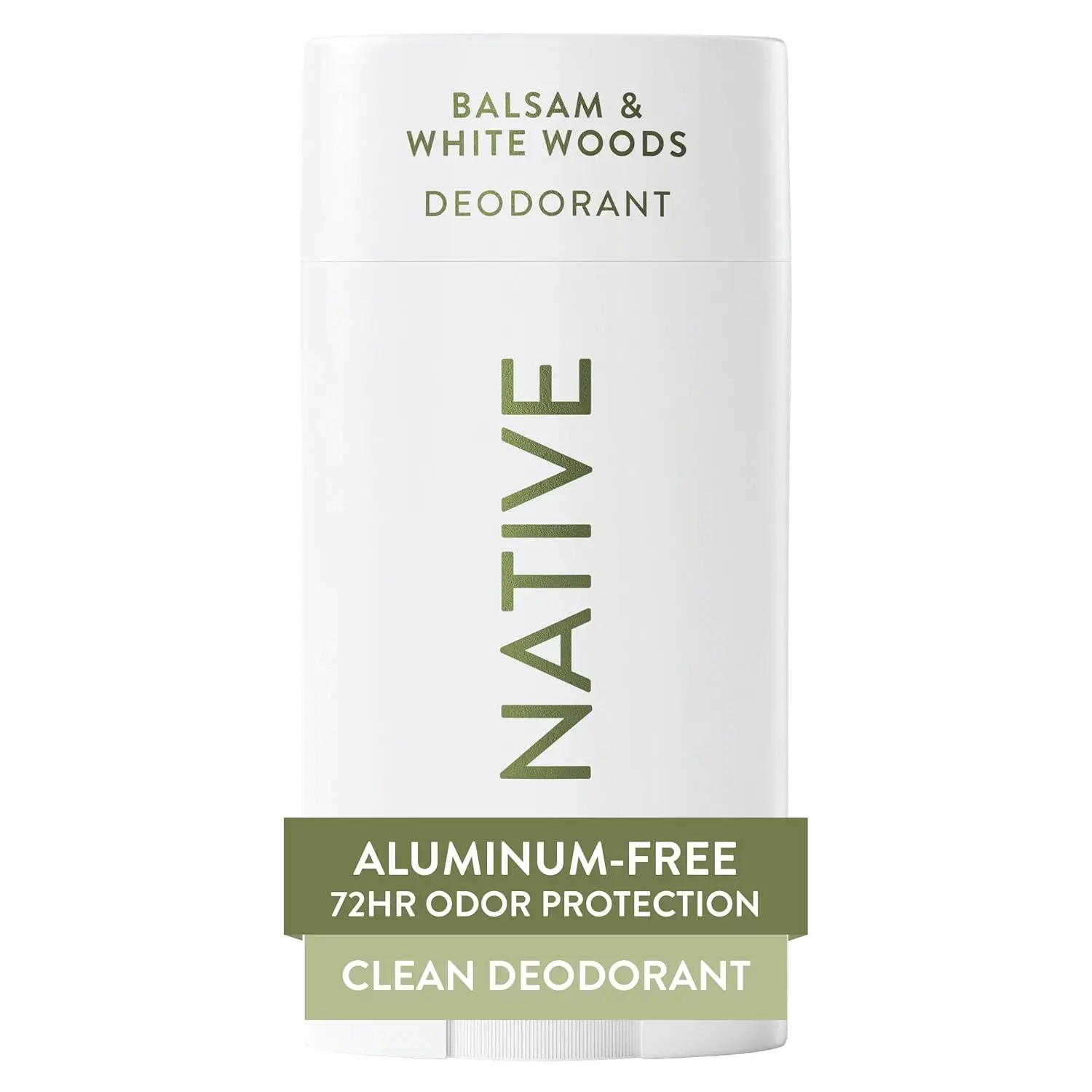 Aluminum-Free Native Deodorant for Women and Men - Naturally Derived Ingredients, 72-Hour Odor Control, Balsam & White Woods Scent, 2.65oz