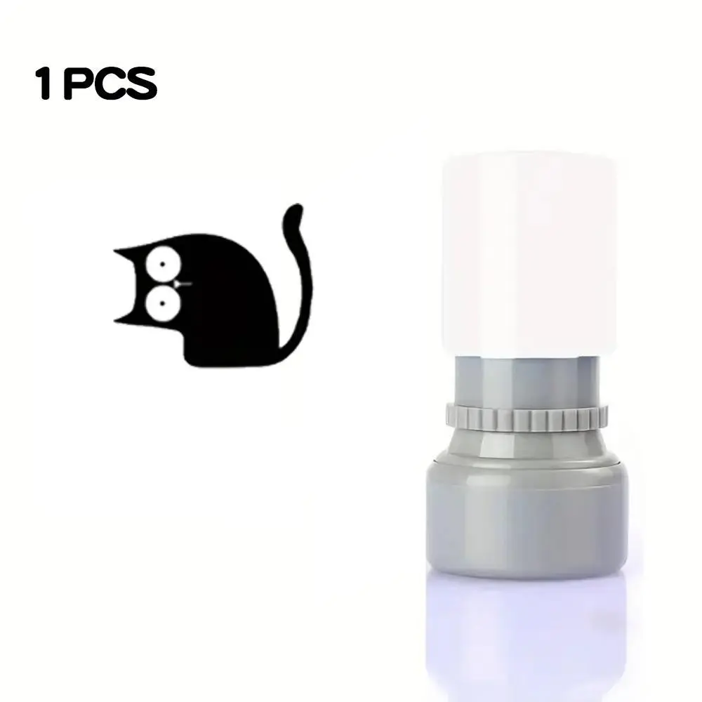Cat Pattern Stamp, 6 Counts/set Round Self-Inking Stamps, Return Address Stamp, Stamps For Mailing, Office Stationery & Supplies for School, Dormitory, Home