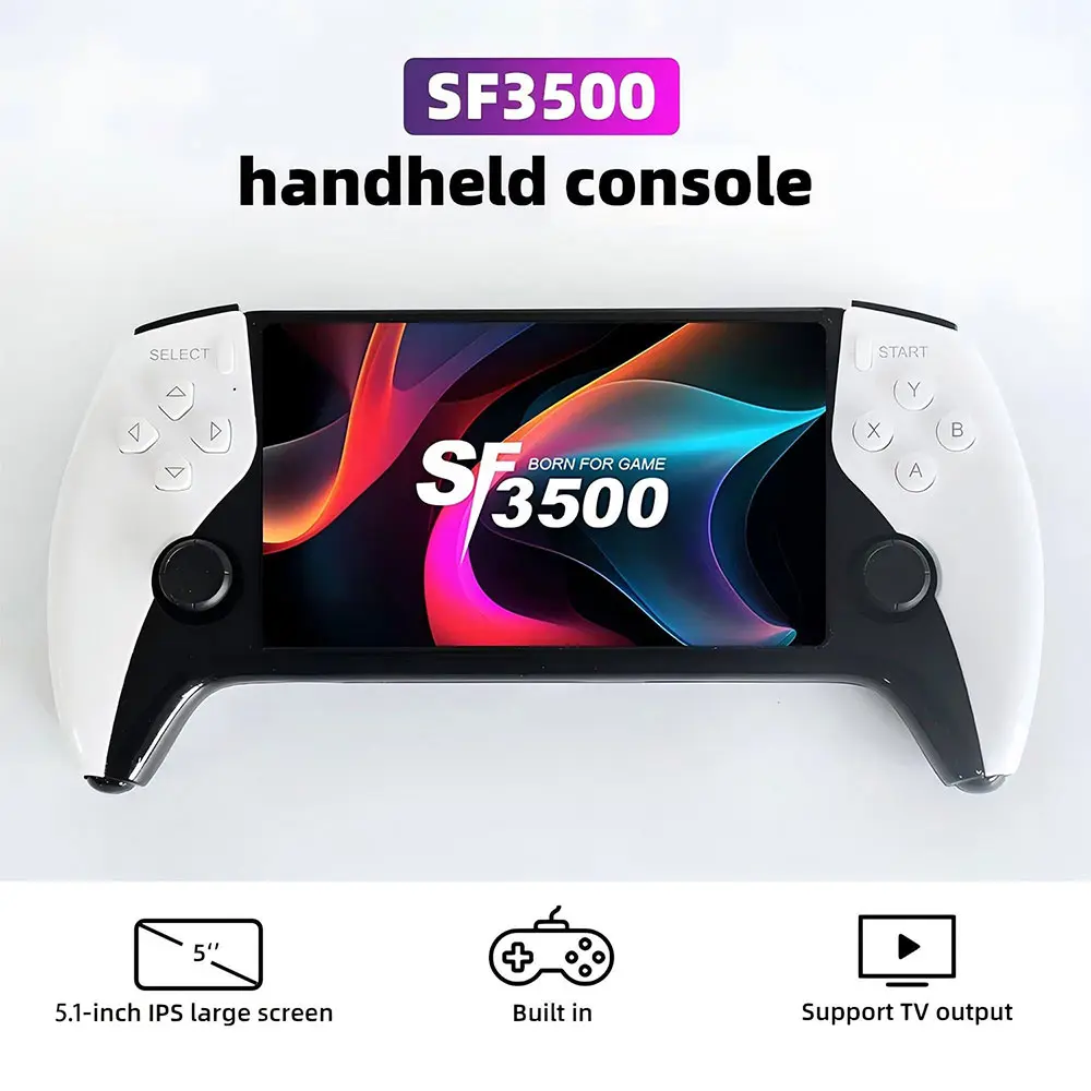 WUDS SF3500 Retro Portable Handheld Gaming Console - 5.1-inch HD IPS Screen, 14+ Emulators, TV Connection Support, Lithium-Powered, Controller with Joystick, Gaming Stuff
