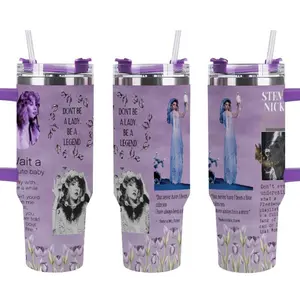 Stevie Nicks Inspired 40oz Tumbler Design, Iconic Quotes And Purple Floral Art Cup, 20oz Tumbler For Fans, Music Lover Mug, Rockstar Coffee Cup, Vintage, Gift For Stevie Nicks Fan, Retro Musician Cup