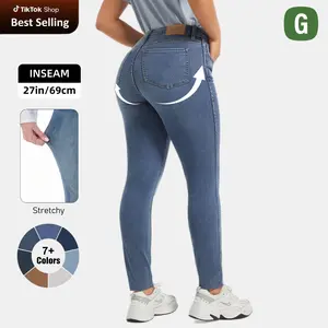 Women's High-Waisted Washed Stretchy Genuwii Denim Tights, Jeans For Women, Comfortable Slim Casual Basic Style - No More Awkward Gaps,  Flattering Cute Mother Jeans, Outdoor Streetwear Fit Jeans, Classic Womenswear Pants, SummerVibes, Miss Me Jeans