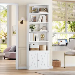 82" Tall Bookshelf And Bookcase, 7-Tier Floor Standing Bookcase For Home Office, Living Room