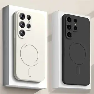 Samsung Galaxy S26 S25 S24 S23 S22 Ultra Stylish and minimalist liquid silicone magnetic wireless charging phone case, compatible with MagSafe, shockproof protective cover, phone case, screen protector, shockproof smartphone protective case