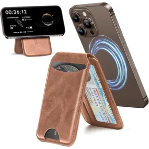 For Magsafe Wallet, Adjustable Stand and Open ID Window, Magnetic Wallet for iPhone 16/15/14 Pro Max/14 Pro/14/14 Plus/13/12 Series,  Carbon Black