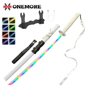 DKD Light Up Anime Samurai Katana Shirayuki Sword – 40" LED Color-Changing Cosplay Prop with 10 Light Modes, Sageo Belt & Display Stand Perfect Easter Gift