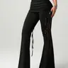 Women's Beach Vacation Sexy Lace Drawstring Bell Bottom Flare Leg Pants, Stylish and Comfortable Fashion Wear