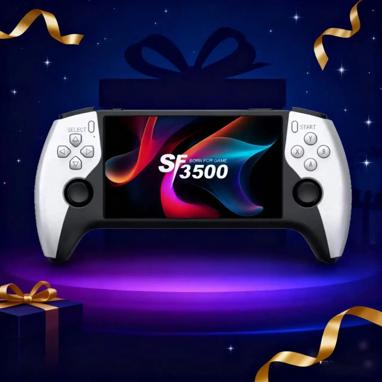 2026 New Sf3500 Upgrade Handheld Game Console with Button, 5-Inch IPS Full HD Screen, 3000mah Long Battery Life, Compact Portable Gaming System