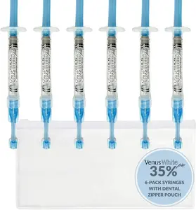 Kulzer 6 Pack: 35% Venus White Pro Teeth Whitening Gel w/Teeth Whitening Instructions & SDC Carrying Pouch, Venus Whitening Gel Syringe Refill (6 Pack), Clear Oral Peroxide