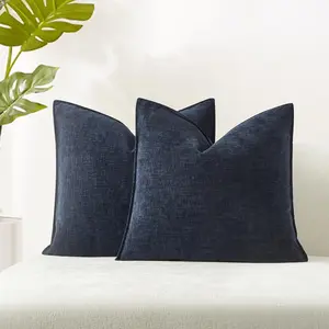Decorative Pillow Covers 20x20 Set of 2 Throw Pillow Covers for Couch Sofa Bed Cozy Cushion Covers with Hidden Zipper for Living Room Home Decor,Navy Blue