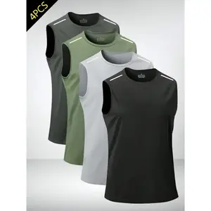 20264-Pack, Summer Sleeveless Sports Vest, Quick-Dry Reflective Shoulder Strips, Breathable And Comfortable Outdoor Fitness Essentials..