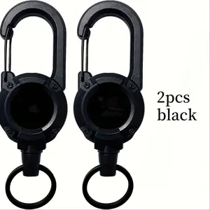 2 Pieces Camping Tactical Buckle, Retractable Buckle, Steel Wire Rope, Multifunctional Key Ring, Camping Elastic Anti-Lost Rope, Multifunctional Tool Carabiner For Leash Hook Carabiner Climbing Carabiner Survival Kit Stretching Gear