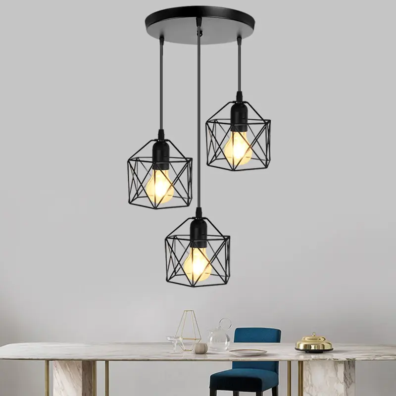 3-light Vintage Ceiling Light, Modern Style Pendant Light with Country Style Screen, Creative Decorative Chandelier for Home Living Room Dining Room Stair Hallway, Home Decor Lighting, Indoor Decorative Light