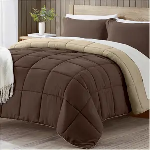 Queen Comforter, Brown Comforters Queen Size, 3 Down Alternative Comforter Lightweight, Quilted, Sets