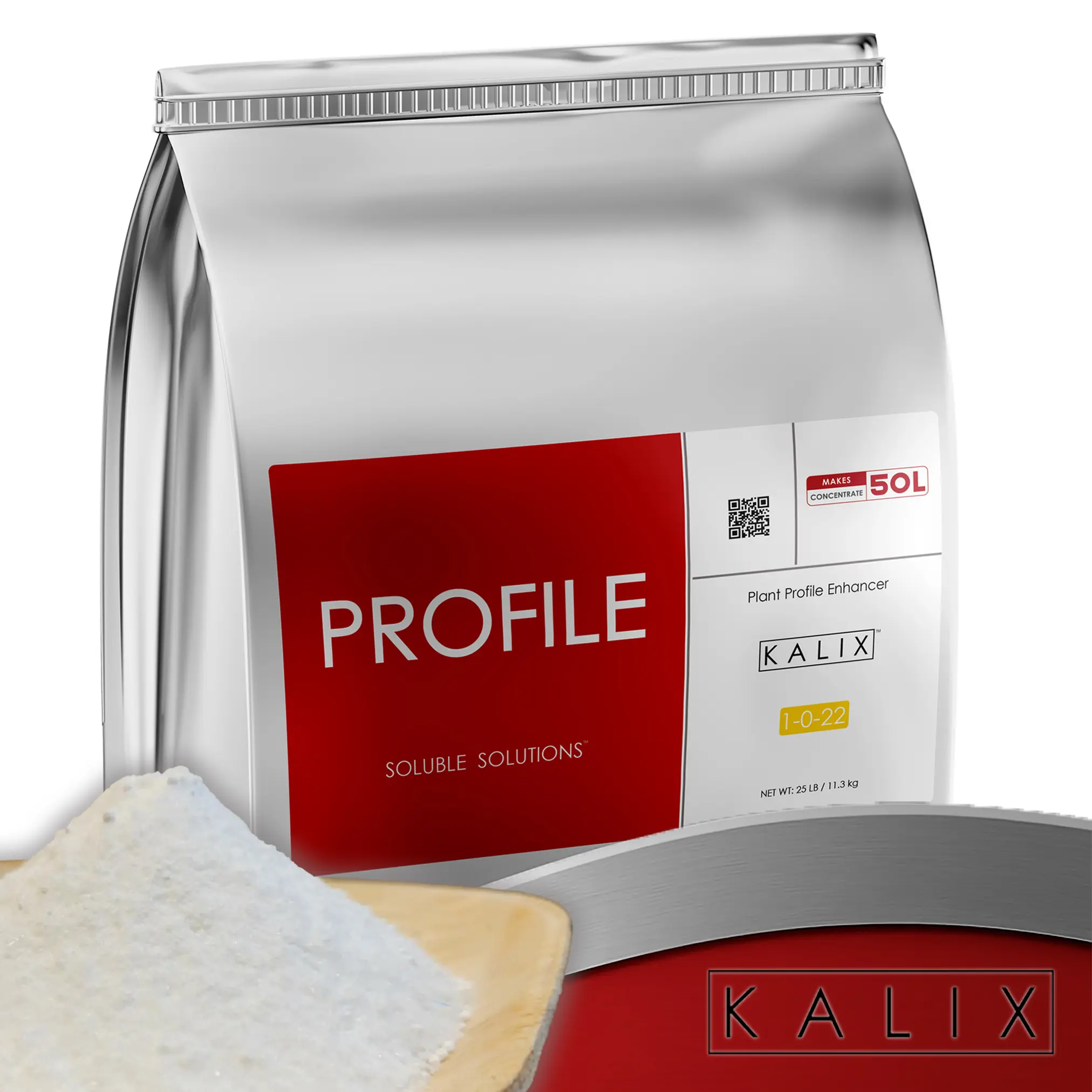 KALIX PROFILE 1-0-22 Water-Soluble Fertilizer - Potassium & Amino Acid Support for Hydroponics Growers, 2 lb/25 lb Poly Bag, Adjust Potassium Levels Independently, All Seasons Use, Hydroponic Growing System, Poly Bags, Potassium Boost