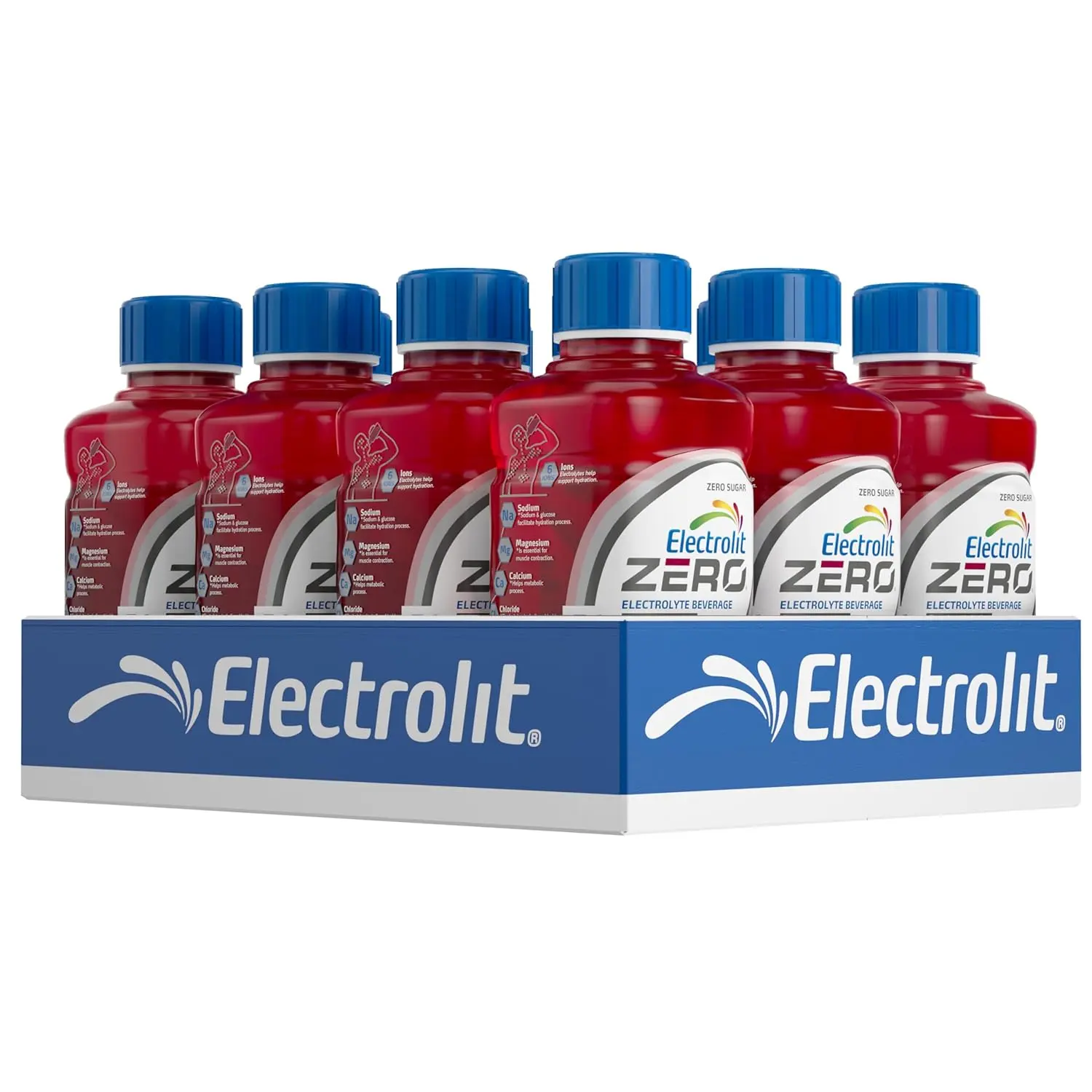 Electrolit Zero Electrolyte Beverage, Fruit Punch Splash, 21 fl oz Bottle, Pack of 12, Refreshing Hydration Drink for Active Lifestyle