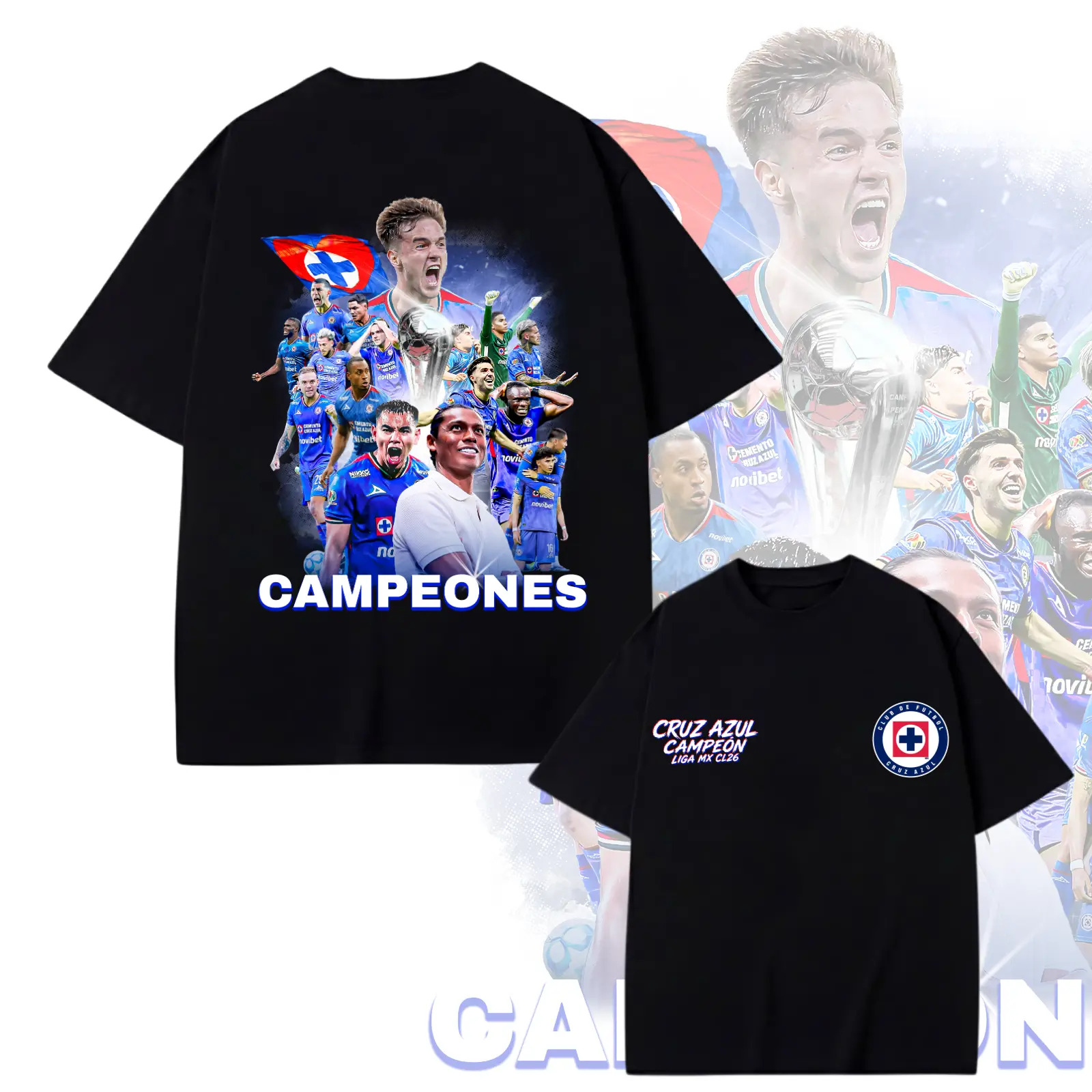 Cruz Azul Campeones 2026 T-Shirt, Liga MX Champion Fan Shirt, Vamos Azul Graphic Tee, La Máquina Soccer Club Shirt, Double Sided Print Streetwear Tee